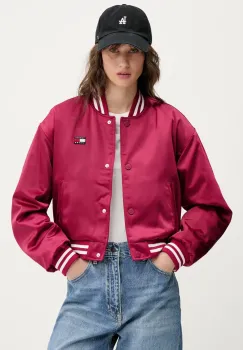 Tommy Jeans geaca bomber culoarea roz, de tranzitie, DW0DW20229 imagine