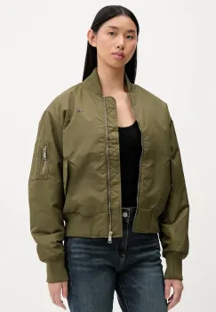 Tommy Jeans geaca bomber culoarea verde, de tranzitie, oversize, DW0DW22046 imagine