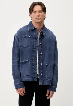 Tommy Jeans geaca cu aspect de camasa culoarea bleumarin, de tranzitie, DM0DM21833 imagine