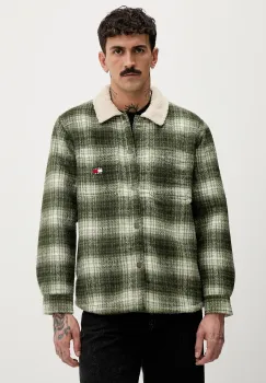 Tommy Jeans geaca cu aspect de camasa culoarea bleumarin, de tranzitie, oversize, DM0DM22010 imagine