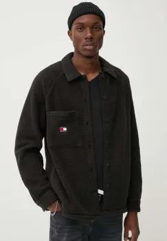 Tommy Jeans geaca cu aspect de camasa culoarea negru, de tranzitie, DM0DM19647 imagine
