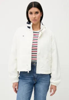 Tommy Jeans geaca culoarea bej, de tranzitie, oversize, DW0DW21436 imagine
