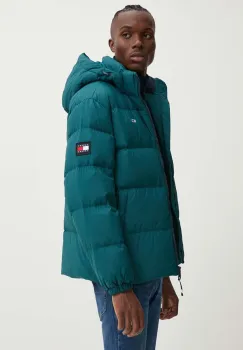 Tommy Jeans geaca de puf barbati, culoarea verde, de iarna, oversize, DM0DM19786 imagine