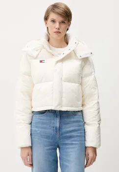 Tommy Jeans geaca de puf culoarea bej, de iarna, oversize, DW0DW21624 imagine