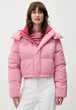 Tommy Jeans geaca de puf culoarea roz, de iarna, oversize, DW0DW21624 imagine