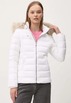 Tommy Jeans geaca de puf femei, culoarea alb, de iarna, DW0DW18312 imagine