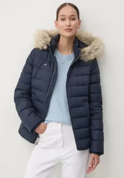 Tommy Jeans geaca de puf femei, culoarea albastru marin, de iarna, DW0DW18312 imagine