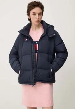 Tommy Jeans geaca de puf femei, culoarea albastru marin, de iarna, oversize, DW0DW18610 imagine