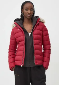 Tommy Jeans geaca de puf femei, culoarea rosu, de iarna, DW0DW18312 imagine