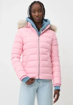 Tommy Jeans geaca de puf femei, culoarea roz, de iarna, DW0DW18312 imagine