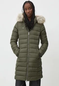 Tommy Jeans geaca de puf femei, culoarea verde, de iarna, DW0DW18864 imagine