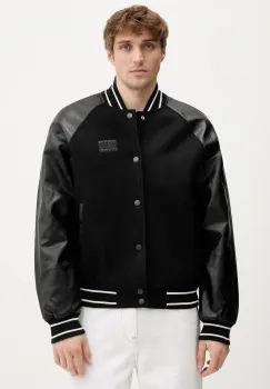 Tommy Jeans geaca din amestec de lana culoarea negru, de tranzitie, DM0DM22439 imagine