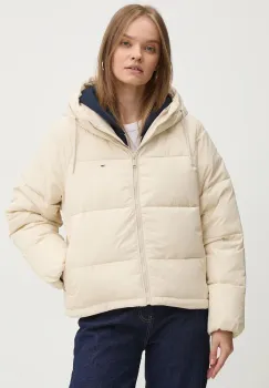 Tommy Jeans geaca femei, culoarea bej, de tranzitie, DW0DW18841 imagine