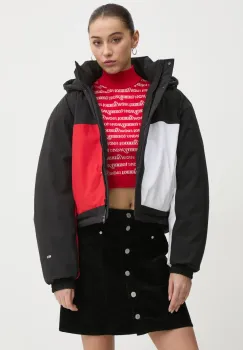 Tommy Jeans geaca femei, culoarea negru, de tranzitie, DW0DW20550 imagine