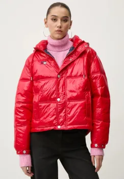 Tommy Jeans geaca femei, culoarea rosu, de iarna, oversize, DW0DW20210 imagine