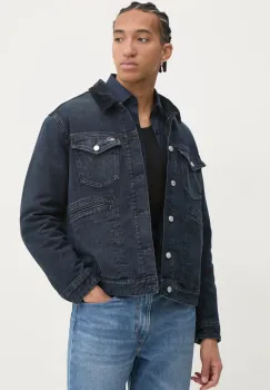 Tommy Jeans geaca jeans barbati, culoarea albastru marin, de tranzitie, DM0DM20434 imagine