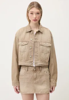 Tommy Jeans geaca jeans culoarea bej, de tranzitie, DW0DW20118 imagine