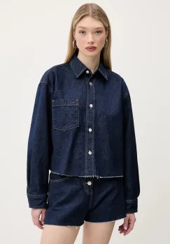 Tommy Jeans geaca jeans culoarea bleumarin, de tranzitie, oversize, DW0DW20567 imagine