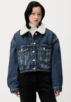 Tommy Jeans geaca jeans culoarea bleumarin, de tranzitie, oversize, DW0DW22485 imagine