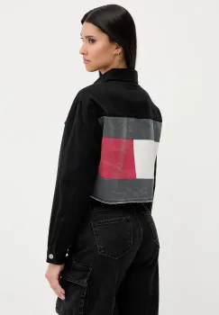 Tommy Jeans geaca jeans culoarea negru, de tranzitie, oversize, DW0DW21431 imagine