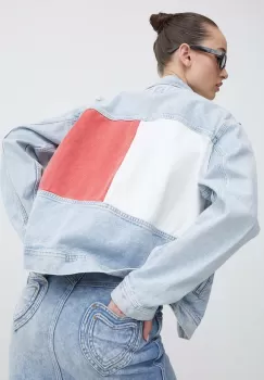 Tommy Jeans geaca jeans femei, de tranzitie, oversize, DW0DW18331 imagine