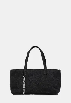 Tommy Jeans geanta de bumbac culoarea negru, AW0AW18268 imagine