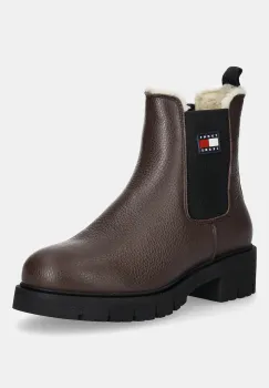 Tommy Jeans ghete chelsea de piele TJW CHELSEA BOOT WL culoarea maro, cu platforma, izolat, EN0EN02826 imagine