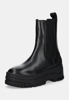 Tommy Jeans ghete chelsea de piele TJW CHELSEA FLATFORM BOOT femei, culoarea negru, cu platforma, EN0EN02597 imagine