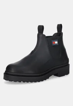 Tommy Jeans ghete de piele TJM CHELSEA LEATHER culoarea negru, EM0EM01630 imagine
