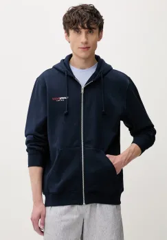 Tommy Jeans hanorac cu fermoar si gluga pentru barbati, cu bumbac imagine
