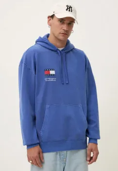 Tommy Jeans hanorac de bumbac barbati, cu gluga, cu imprimeu, DM0DM20500 imagine