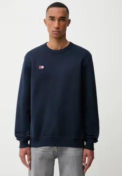 Tommy Jeans hanorac de bumbac barbati, culoarea bleumarin, cu imprimeu, DM0DM20660 imagine
