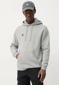 Tommy Jeans hanorac de bumbac barbati, culoarea gri, cu gluga, uni, DM0DM20258 imagine