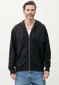 Tommy Jeans hanorac de bumbac barbati, culoarea negru, cu gluga, cu imprimeu, DM0DM20835 imagine