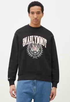 Tommy Jeans hanorac de bumbac barbati, culoarea negru, cu imprimeu, DM0DM20640 imagine