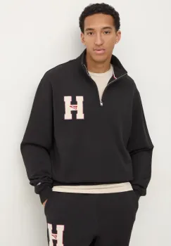 Tommy Jeans hanorac de bumbac barbati, culoarea negru, cu imprimeu, DM0DM21263 imagine