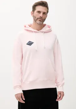 Tommy Jeans hanorac de bumbac barbati, culoarea roz, cu gluga, cu imprimeu, DM0DM20840 imagine