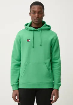 Tommy Jeans hanorac de bumbac barbati, culoarea verde, cu gluga, uni, DM0DM20258 imagine