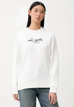 Tommy Jeans hanorac de bumbac culoarea alb, cu imprimeu, DW0DW21922 imagine