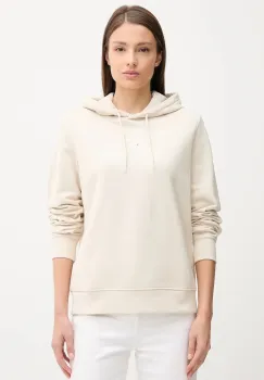 Tommy Jeans hanorac de bumbac culoarea bej, cu gluga, cu imprimeu, DW0DW20943 imagine