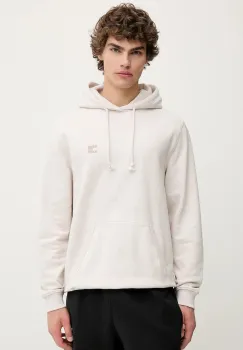 Tommy Jeans hanorac de bumbac culoarea bej, cu gluga, melanj, DM0DM21922 imagine