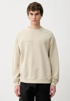 Tommy Jeans hanorac de bumbac culoarea bej, cu imprimeu, DM0DM22363 imagine