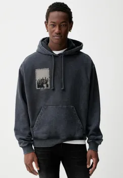 Tommy Jeans hanorac de bumbac culoarea bleumarin, cu gluga, cu imprimeu, DM0DM22090 imagine