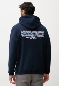 Tommy Jeans hanorac de bumbac culoarea bleumarin, cu gluga, cu imprimeu, DM0DM22112 imagine