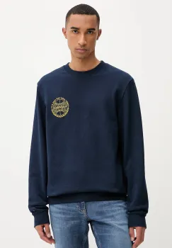 Tommy Jeans hanorac de bumbac culoarea bleumarin, cu imprimeu, DM0DM22081 imagine
