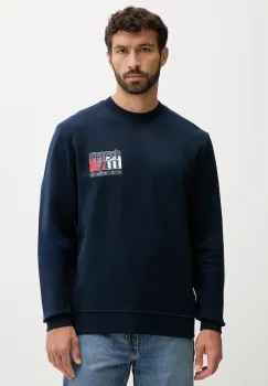Tommy Jeans hanorac de bumbac culoarea bleumarin, cu imprimeu, DM0DM22093 imagine