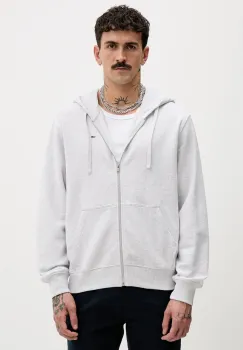 Tommy Jeans hanorac de bumbac culoarea gri, cu gluga, melanj, DM0DM21814 imagine