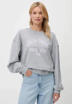 Tommy Jeans hanorac de bumbac culoarea gri, cu imprimeu, DW0DW21202 imagine