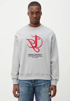 Tommy Jeans hanorac de bumbac culoarea gri, melanj, DM0DM21614 imagine