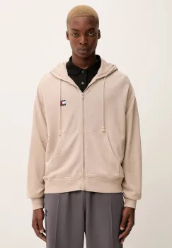 Tommy Jeans hanorac de bumbac culoarea maro, cu gluga, cu imprimeu, DM0DM22080 imagine